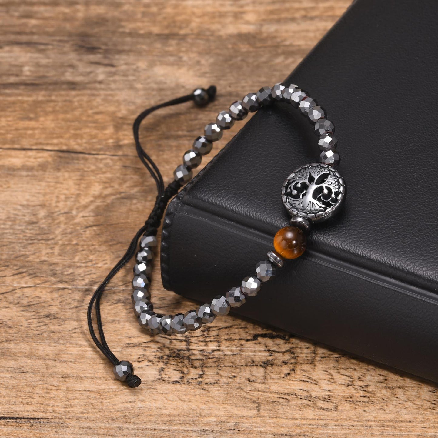 Tigereye Haematite Hollow Lucky Tree Beaded Bracelet