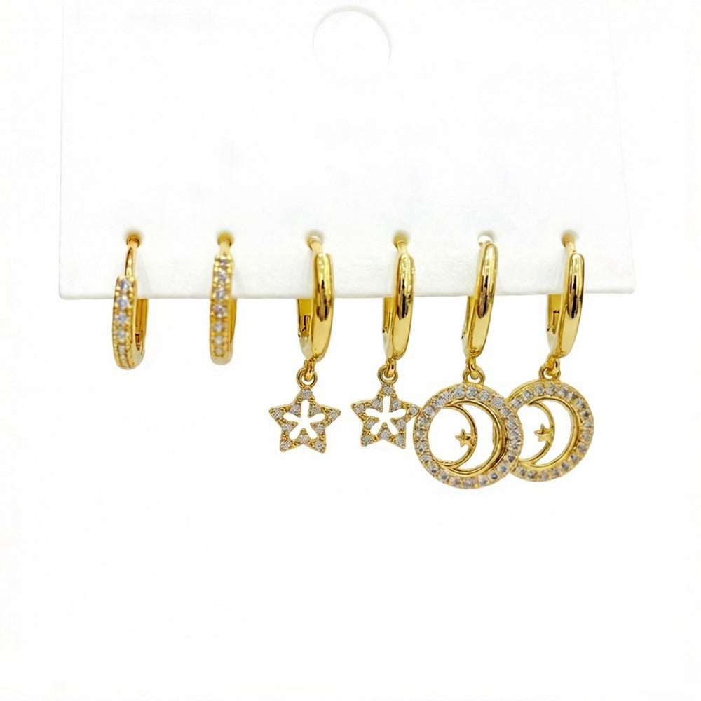 Ear Clip Three Pairs Copper Plated Real Earrings