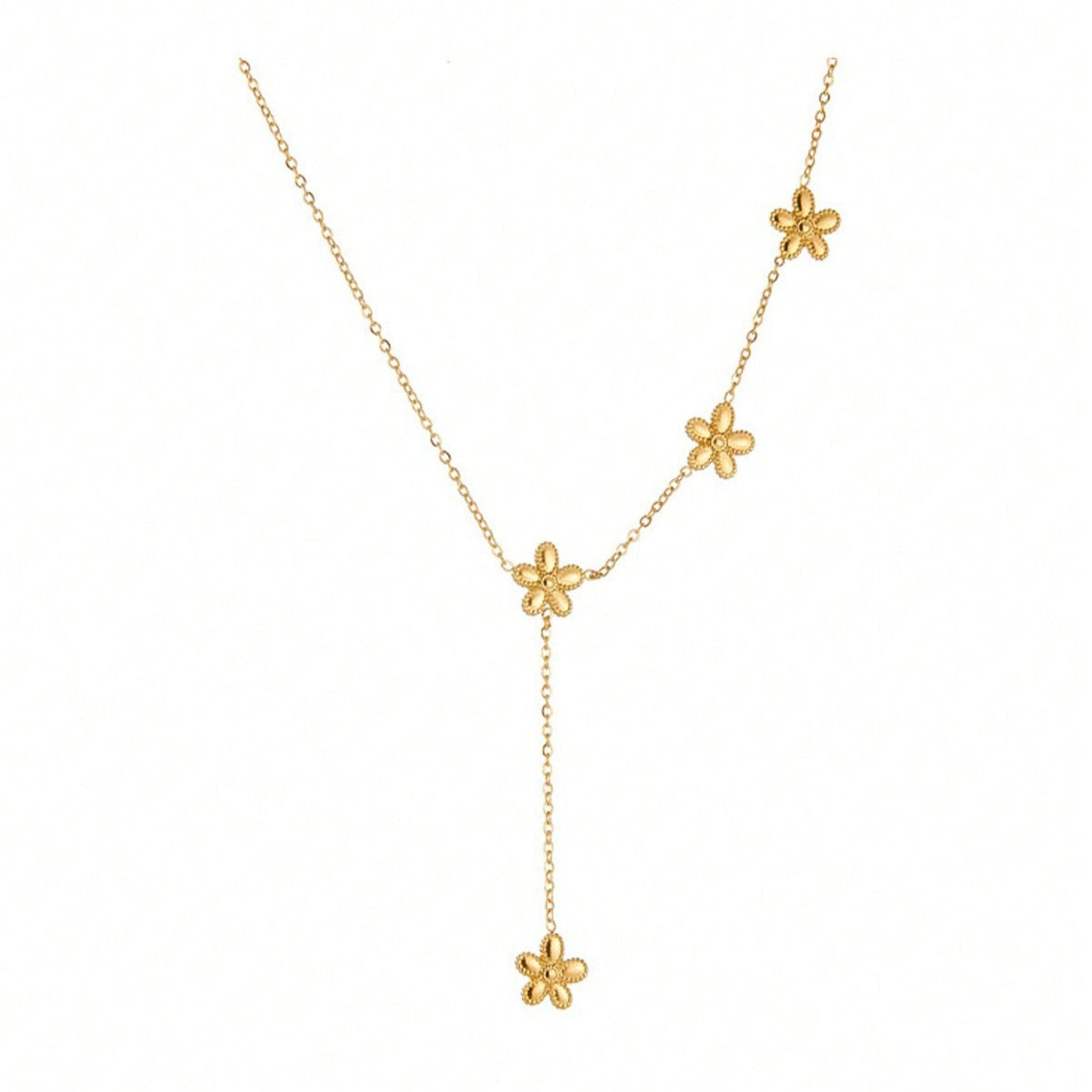 Women's Steel Niche Style Fresh Flower Gold Color Necklace