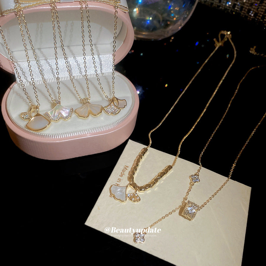 Zircon Fritillary Leaf Simple Exquisite Elegant Clavicle Chain Niche High Necklaces
