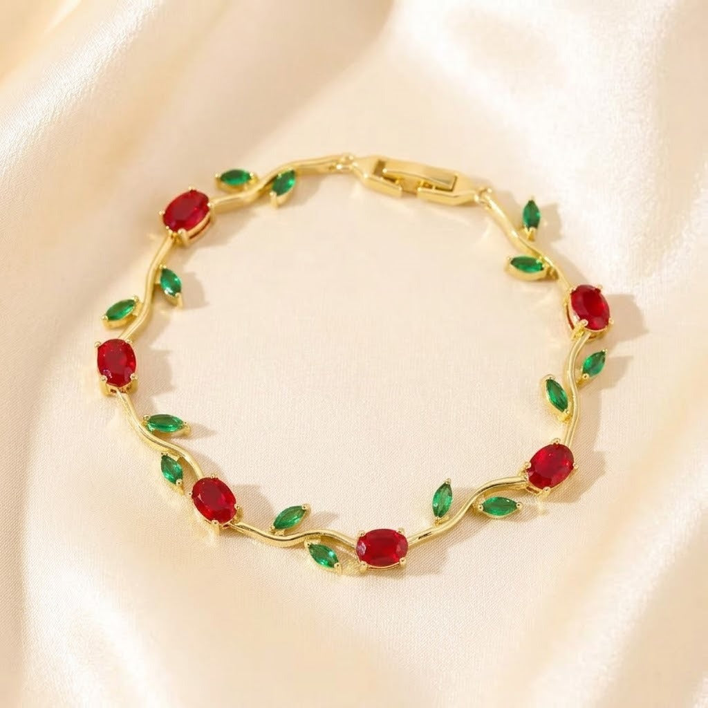 Women's Colorful Tulip Korean Zircon Style Full Diamond Bracelets