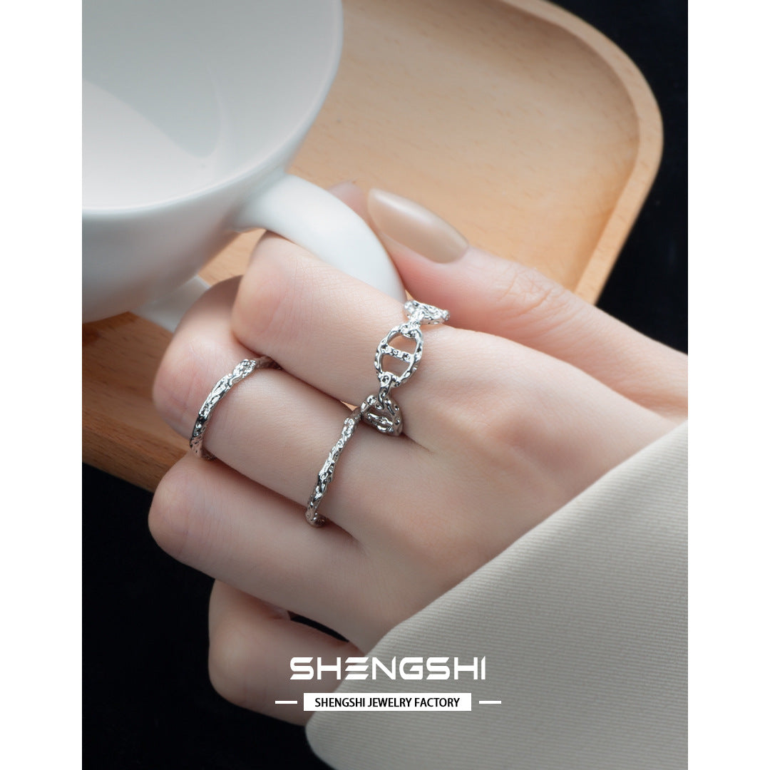 Minimalist Pig Nose Female Design Sense Niche High-grade Cold Wind Rings