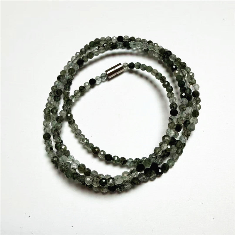 Pink Tourmaline Garnet Faceted Olive Lime Blue Moonlight Long Bracelet