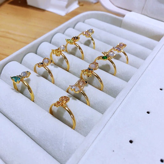 Tale Little Princess Fashion Color Zircon Opening Rings
