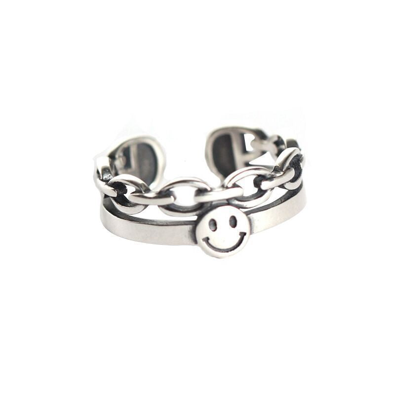 Smiley Face Three-piece Open Adjustable Source Rings