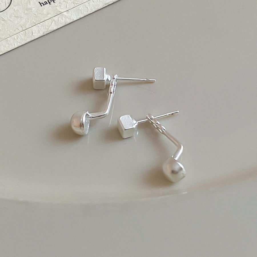 Plain Square Sier Needle Round Simple Commute Style Rings