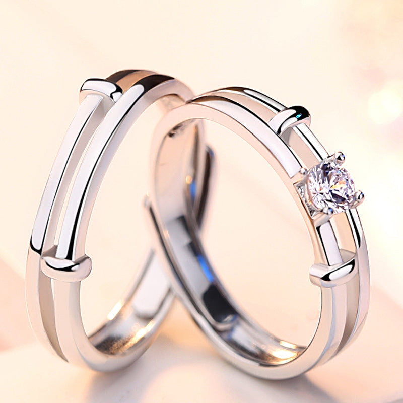Women's & Men's Couple Simulation Diamond Opening Zircon Classic Rings