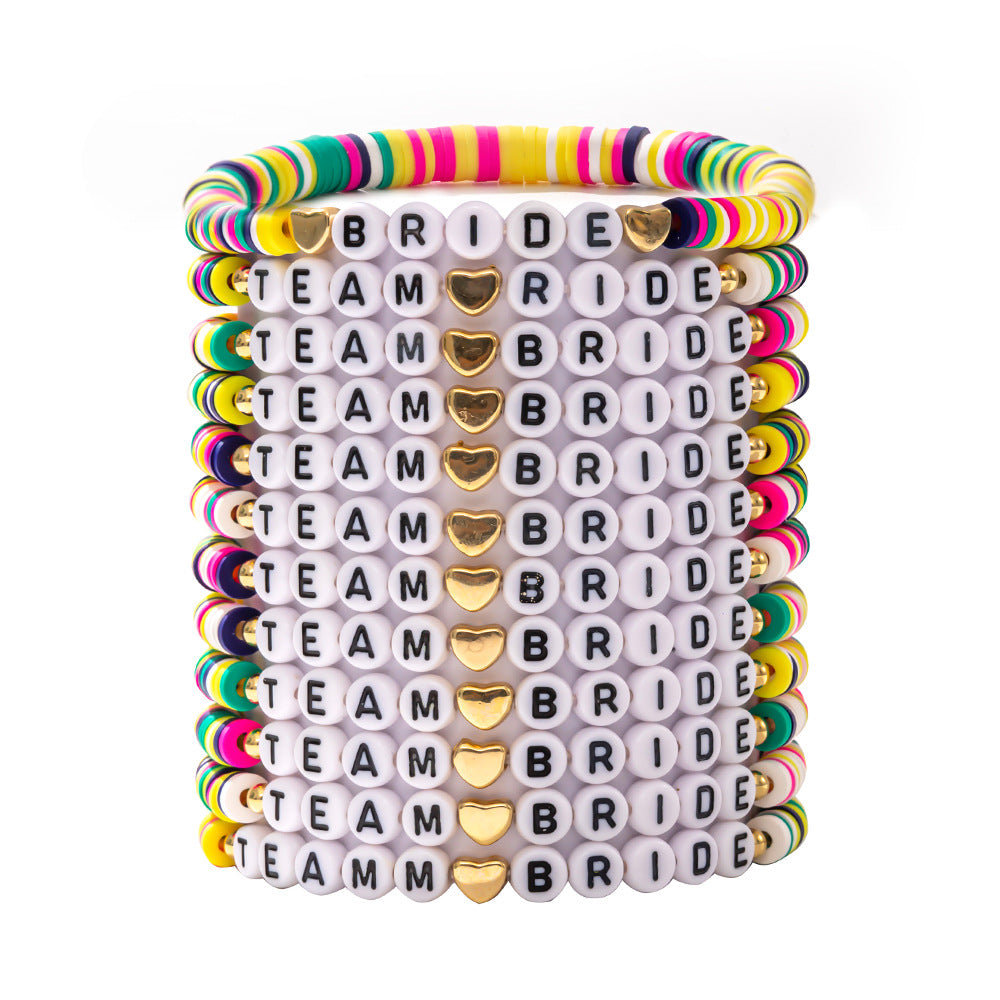 Suit Color Polymer Clay Bride Letter Bracelets