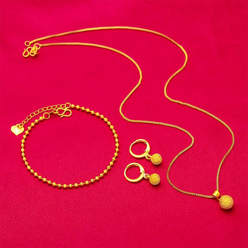 Women's Alluvial Gold Fine Vietnam Placer Suit Jewelry Set