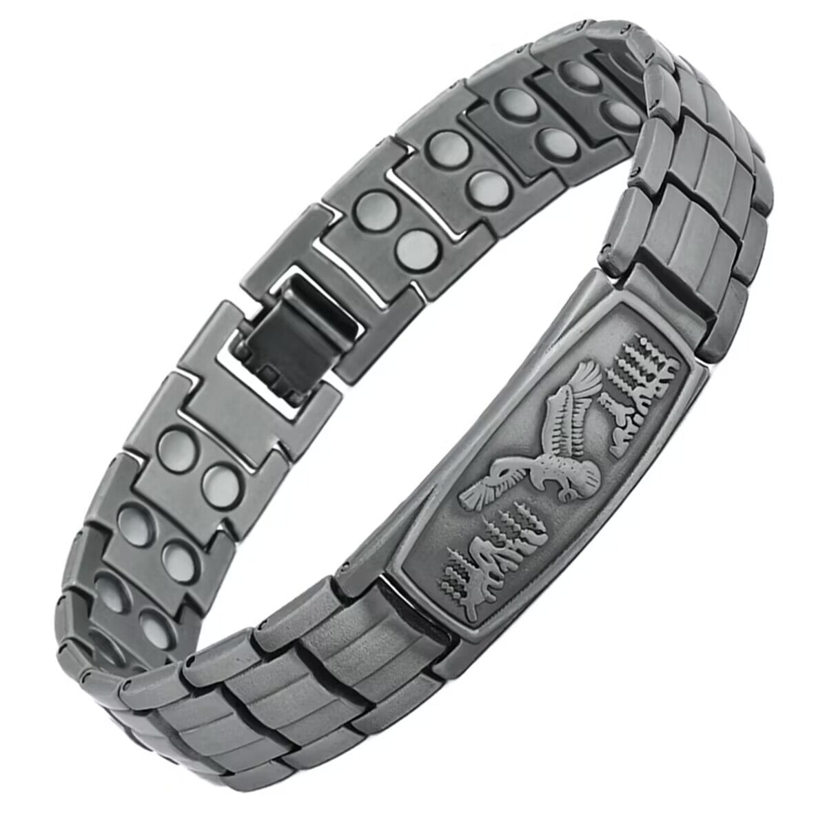 Men's Double Row Magnet Back Of Turtle Eagle Curved Fashion Punk Jewelry Set