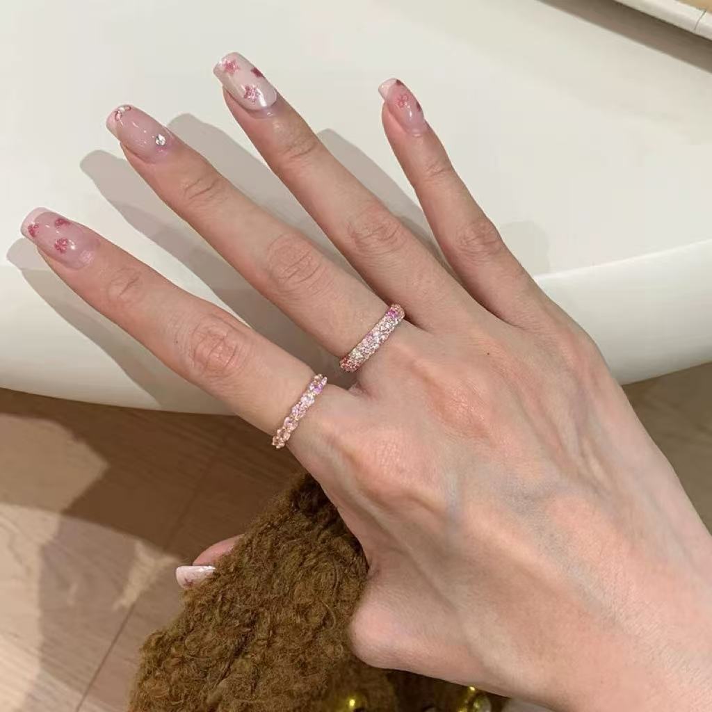Pink Diamond Open Light Luxury High-grade Index Finger Ring