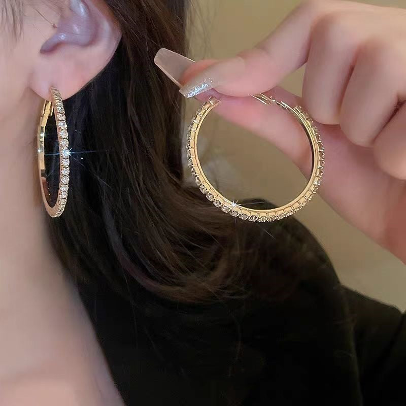 Hoop Claw Chain Rhinestone Fashion Ear Female To Make Round Earrings
