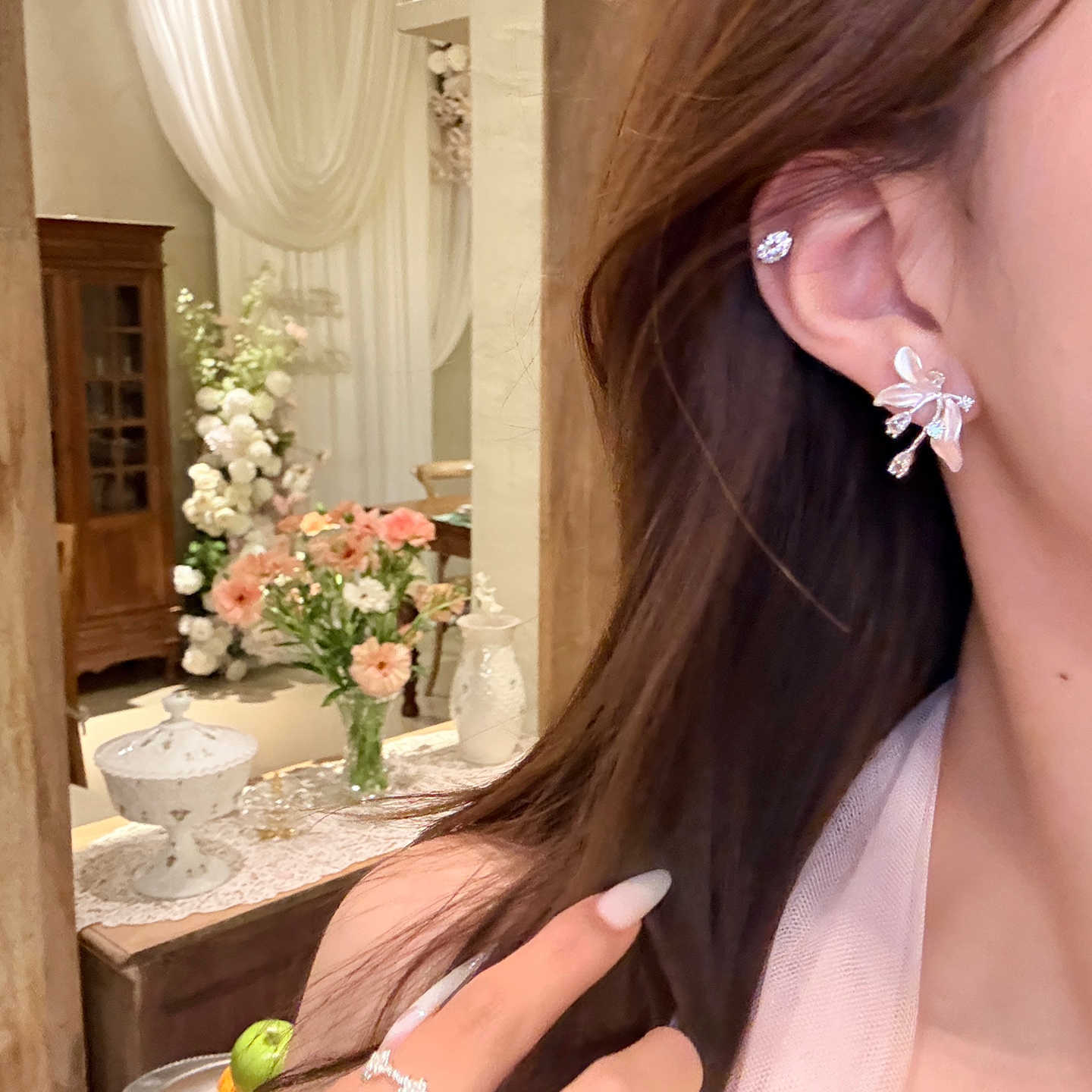 Feeling French Style Sparking Zirconium Flower Rings