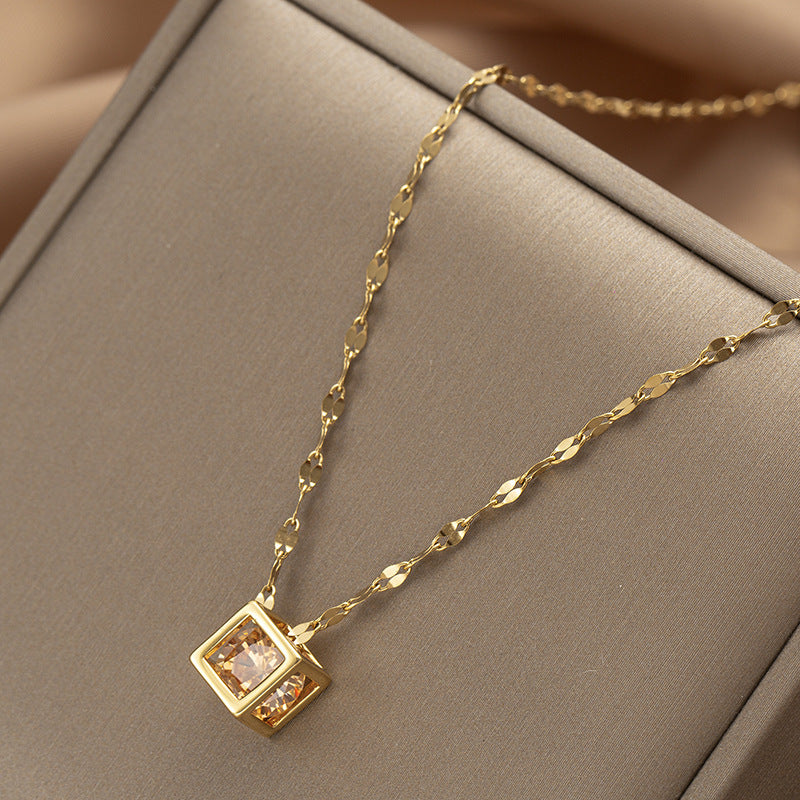 Zircon Rose Gold Cold Style Female Light Luxury Necklace
