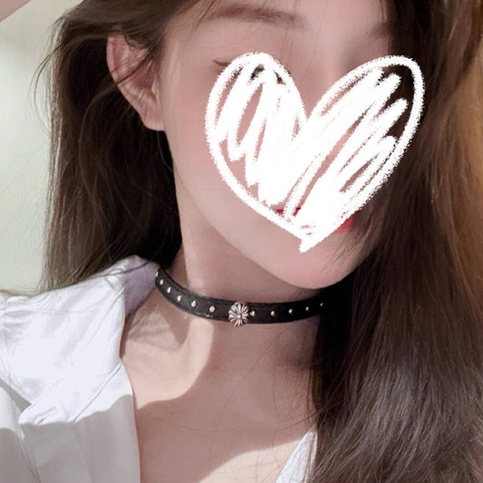 Leather Punk Dark Style Cross Short Collar