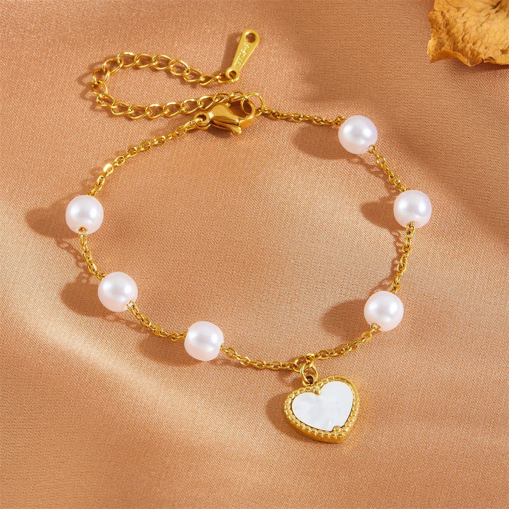 Women's Heart Bow Tie Clover Scallop Pearl High Bracelets