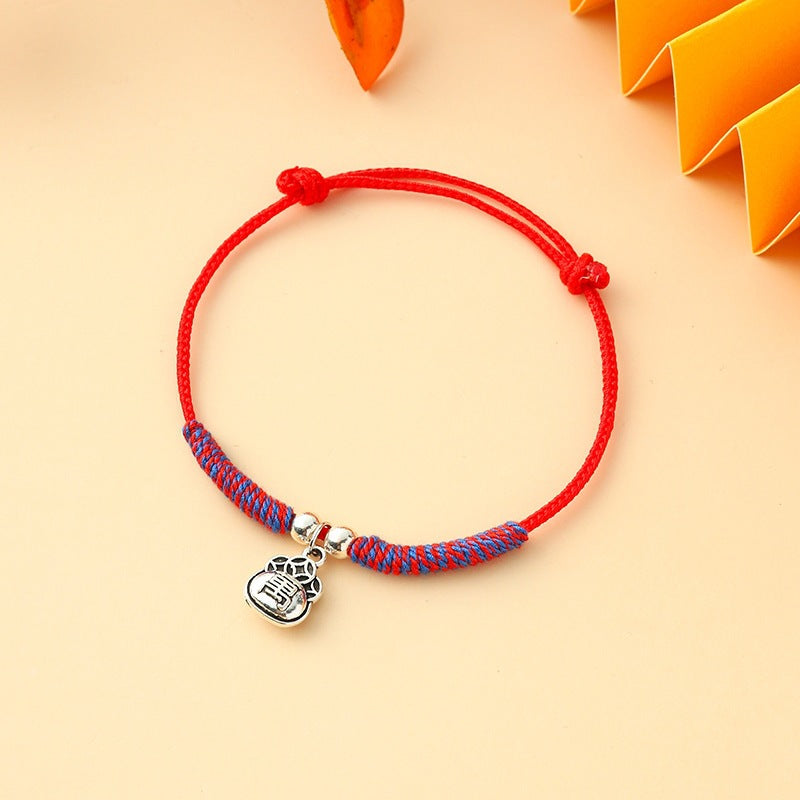 Children's Colorful Braided Rope Wrist String Safe Red Bracelet