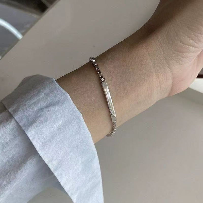 Women's Exquisite Sterling Sier Snake Bones Chain Ball Stitching Asymmetric Light Bracelet