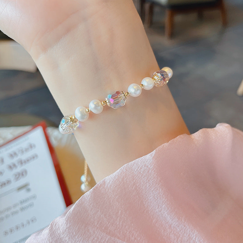 Natural Freshwater Pearl High Sense Design Crystal Girlfriends Bracelets