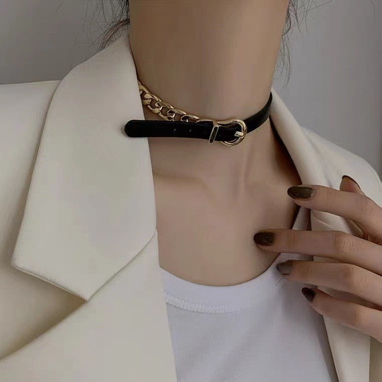 Women's Fashion Leather Chain One Style For Trendy Personality Unique Collar