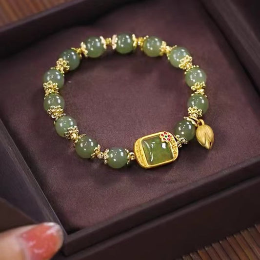 Chinese Style Square Sugar Lotus Beaded Female Exquisite Girlfriends Lucky Bracelet