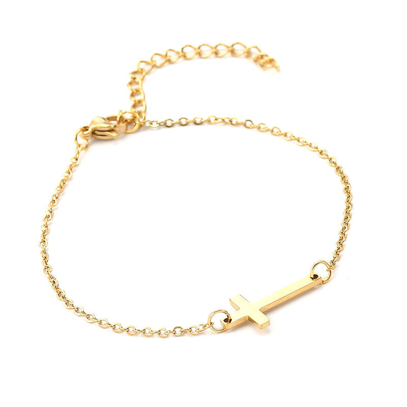 Creative Stainless Steel Simple Cross Niche Necklace