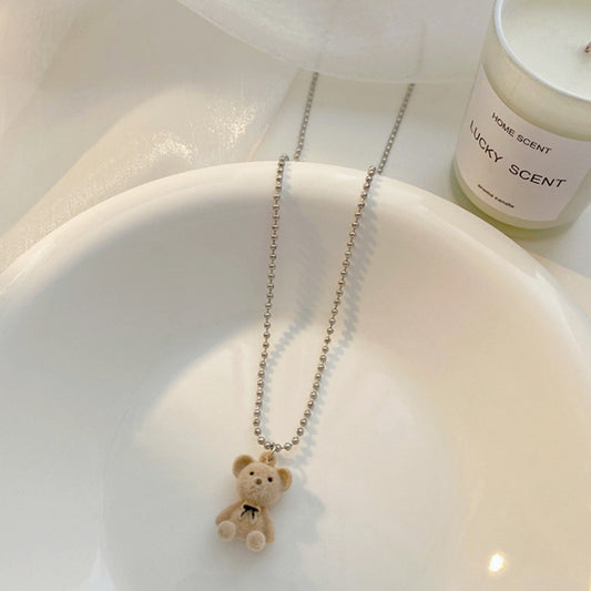 Women's Plush Bear Sweater Chain Long Clavicle Necklaces