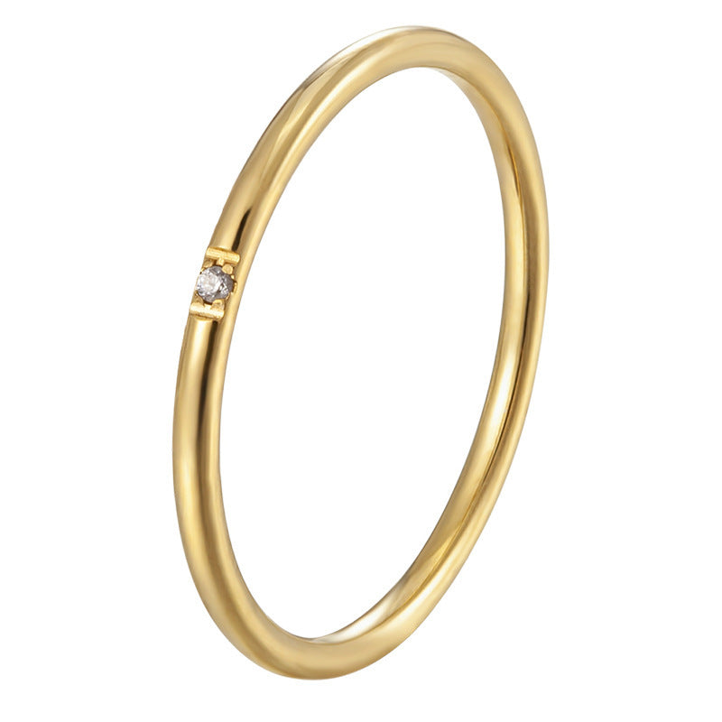 With Diamond Simple Design Female Titanium Ring