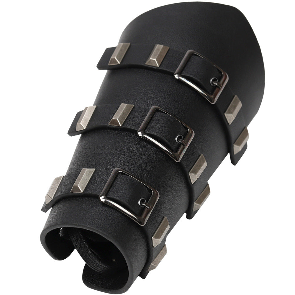 Exaggerated Personalized Leather Punk Cycling Arm Guard Medieval Knight Bracelet
