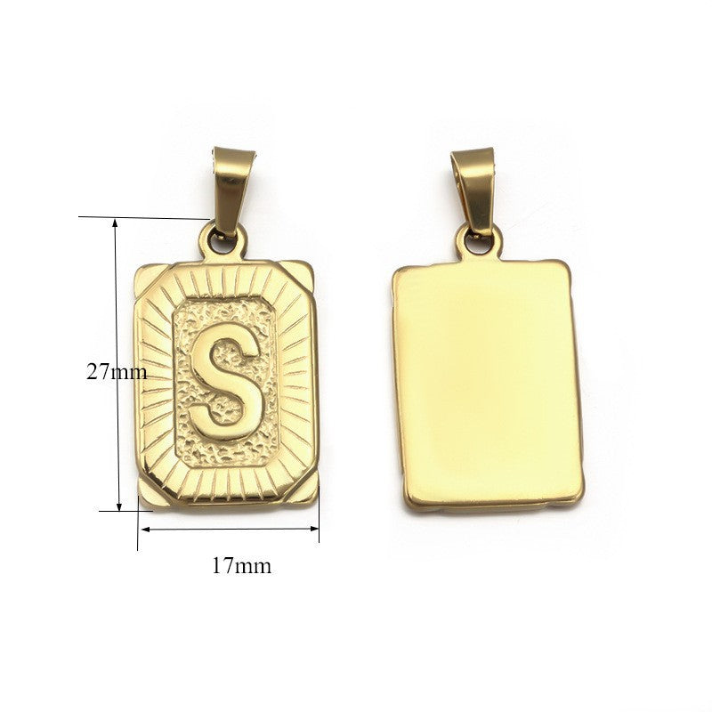 Men's Square Stainless Steel Letter Titanium Capital Necklace