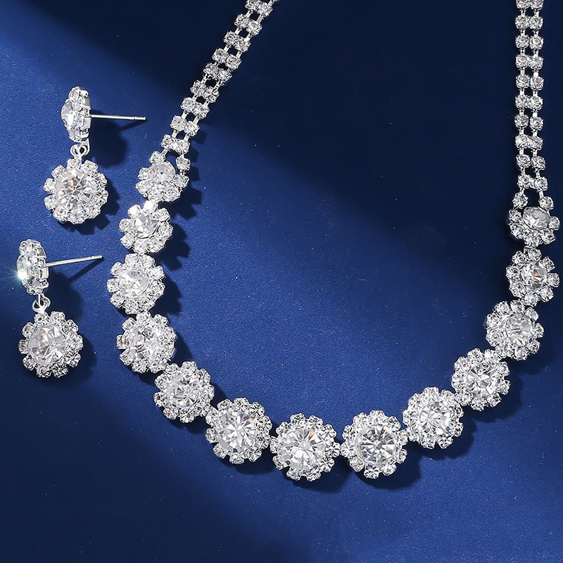 Sexy Full Diamond Rhinestone Flower Suite Fashion Jewelry Set