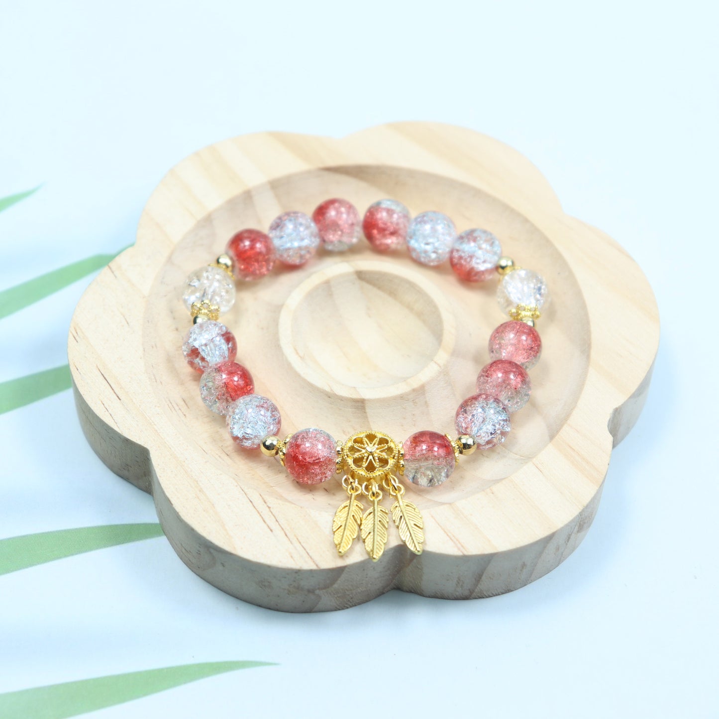 Gold Beaded Feather Glass Chipping Beads Bead Night Market Bracelets