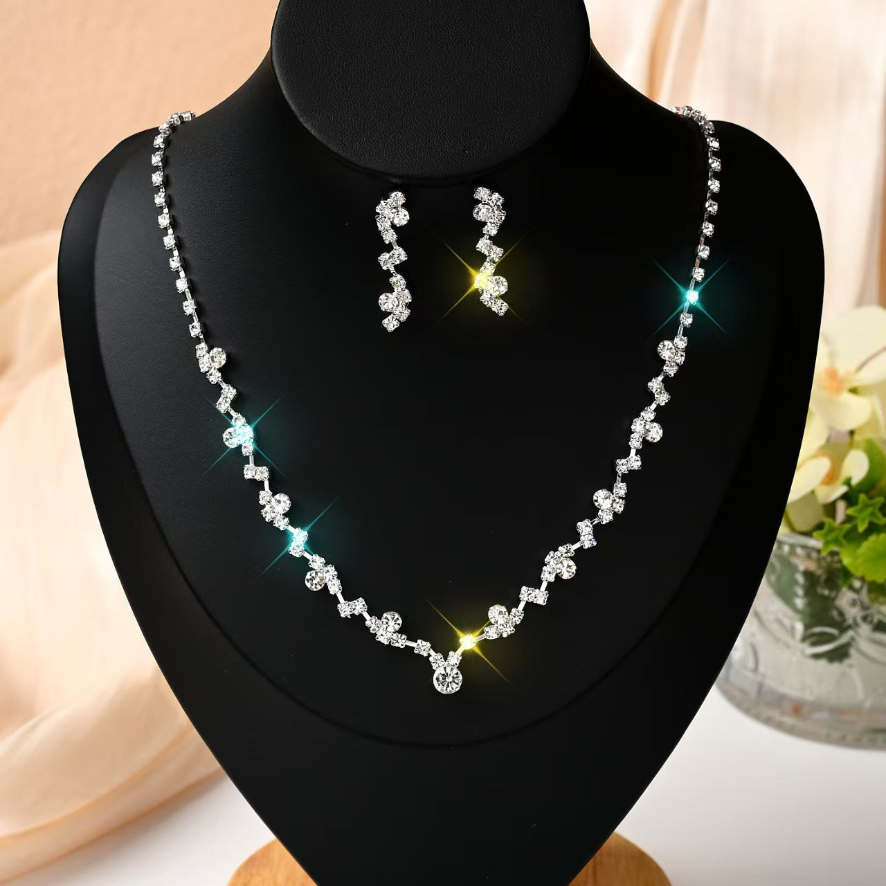 Kit Zircon Wings Water Drop Wedding Dinner Party Formal Jewelry Set
