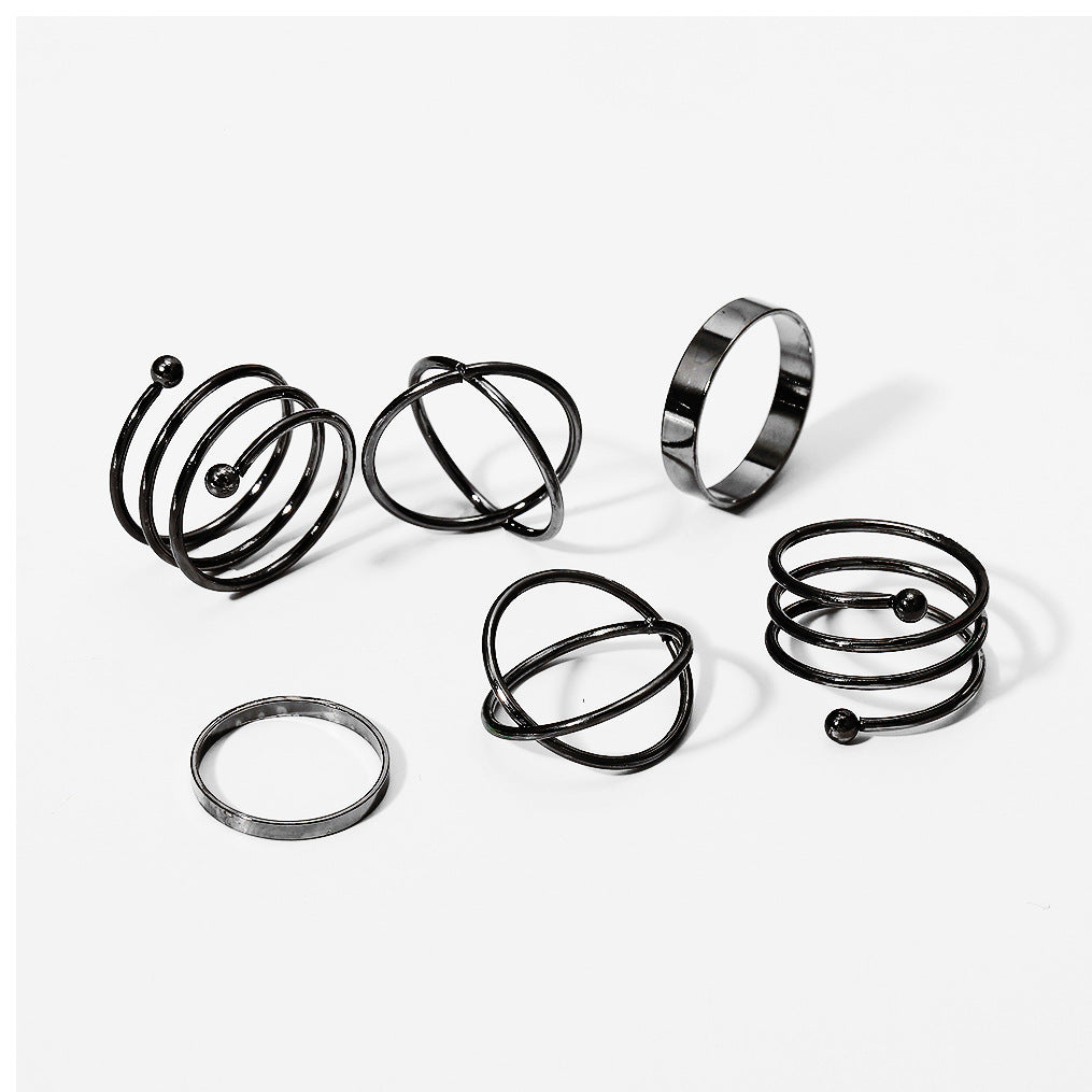 Knuckle Creative Simple Twin Spiral Set Rings