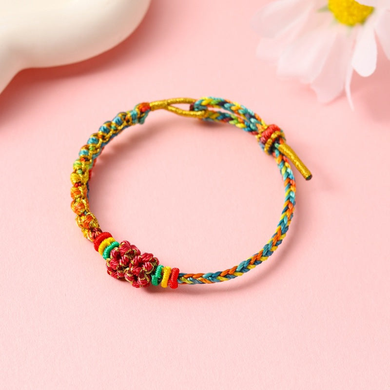 Children's Colorful Braided Rope Wrist String Safe Red Bracelet