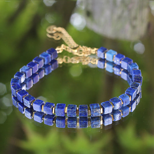 Stainless Steel Lobster Clasp Square Tiger Eye Bracelet