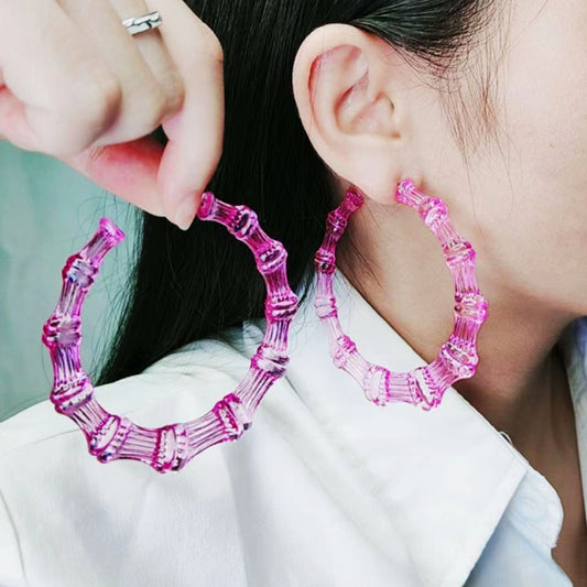 Women's Acrylic Jelly Color Bamboo Simple Stylish Earrings