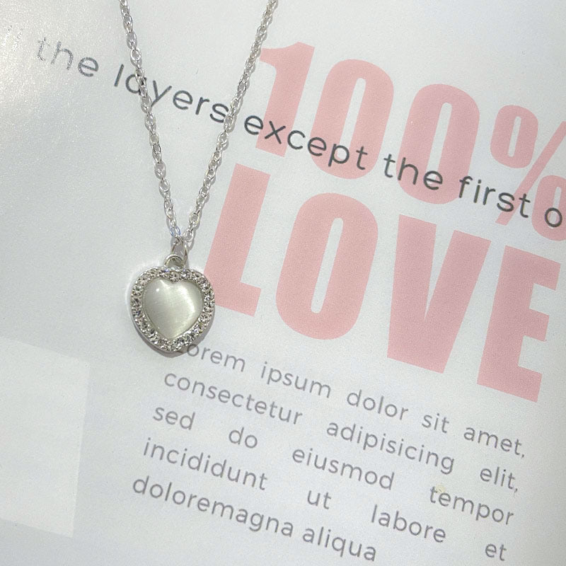 Korean Style Fashion Temperament Opal Love Female Necklace