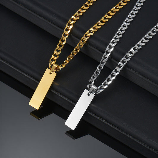 Style Cuban Link Chain Square Couple Necklaces