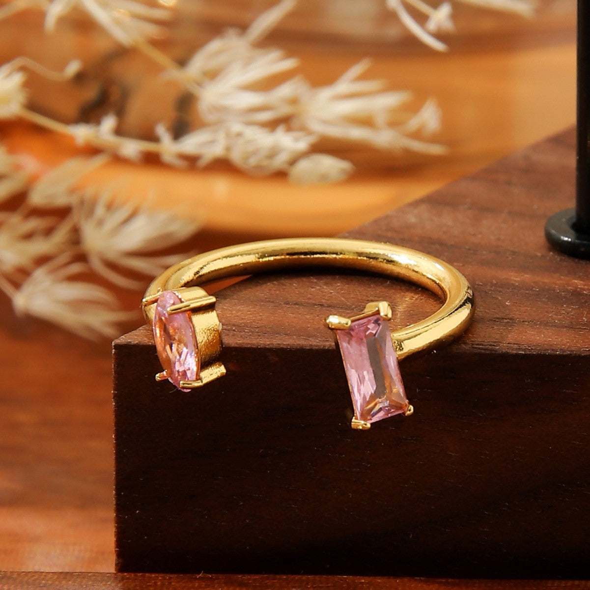 Square Color Open Titanium Steel Adjustable Rings