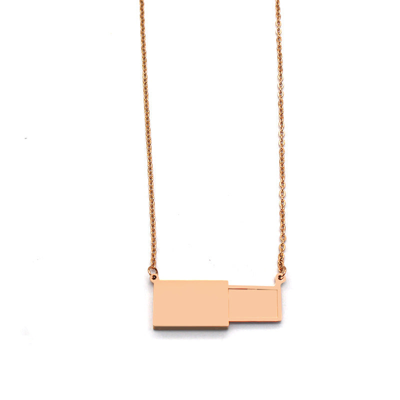 Creative Pull-out Envelope Female Design Stainless Steel Clavicle Necklaces