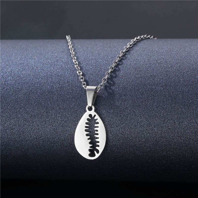 Stainless Steel Cut Hollow Geometry Tag Necklace