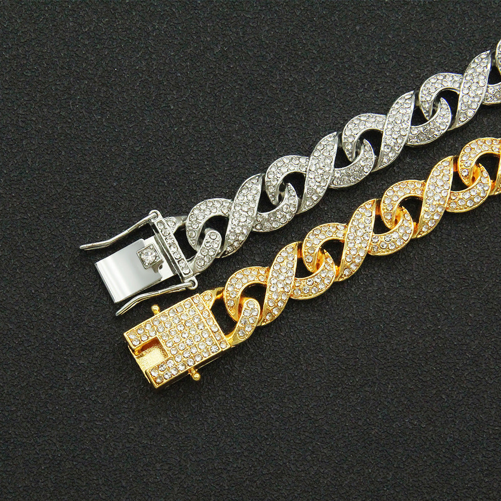 Men's Full Diamond Chain Cuban Twist Knot Personality Hip Hop Necklace