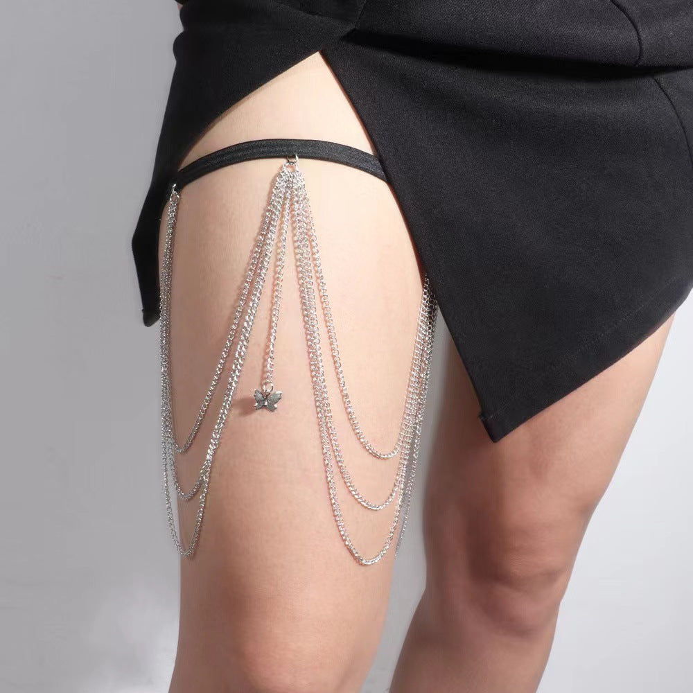 Imitation Pearl Thigh Chain Female Geometric Tassel Anklets
