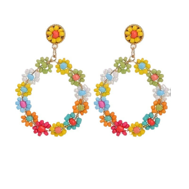 Geometric Bohemian Summer Flower Color Dopamine Earrings