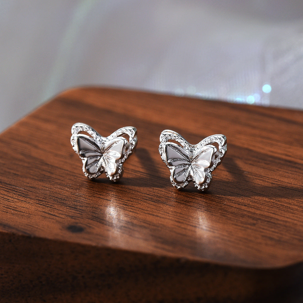 Women's Butterfly Sier-plated Elegant Design High-grade Earrings