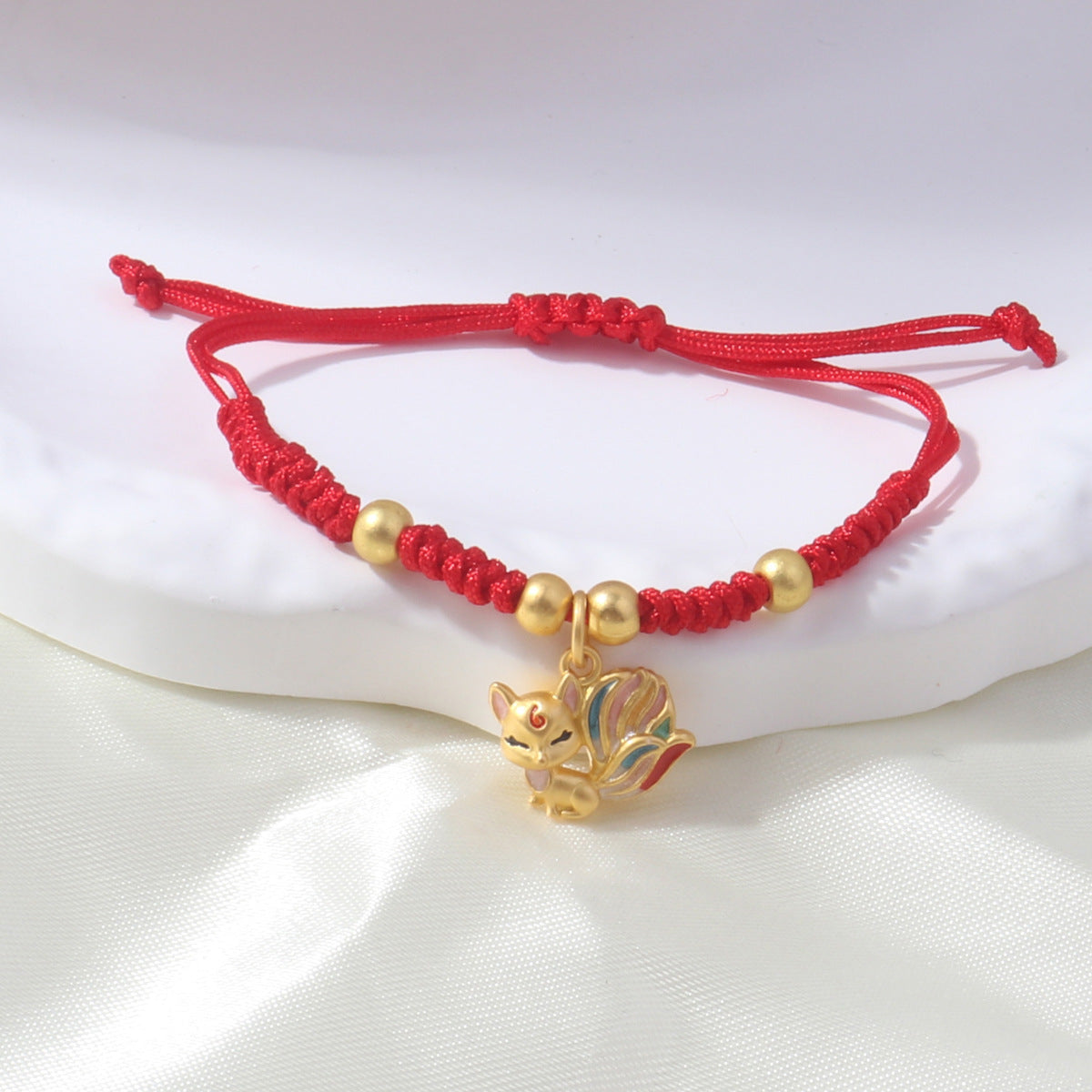 Braided Red Rope Auspicious Language Butterfly Fortune Cat Safe Joy Bracelets