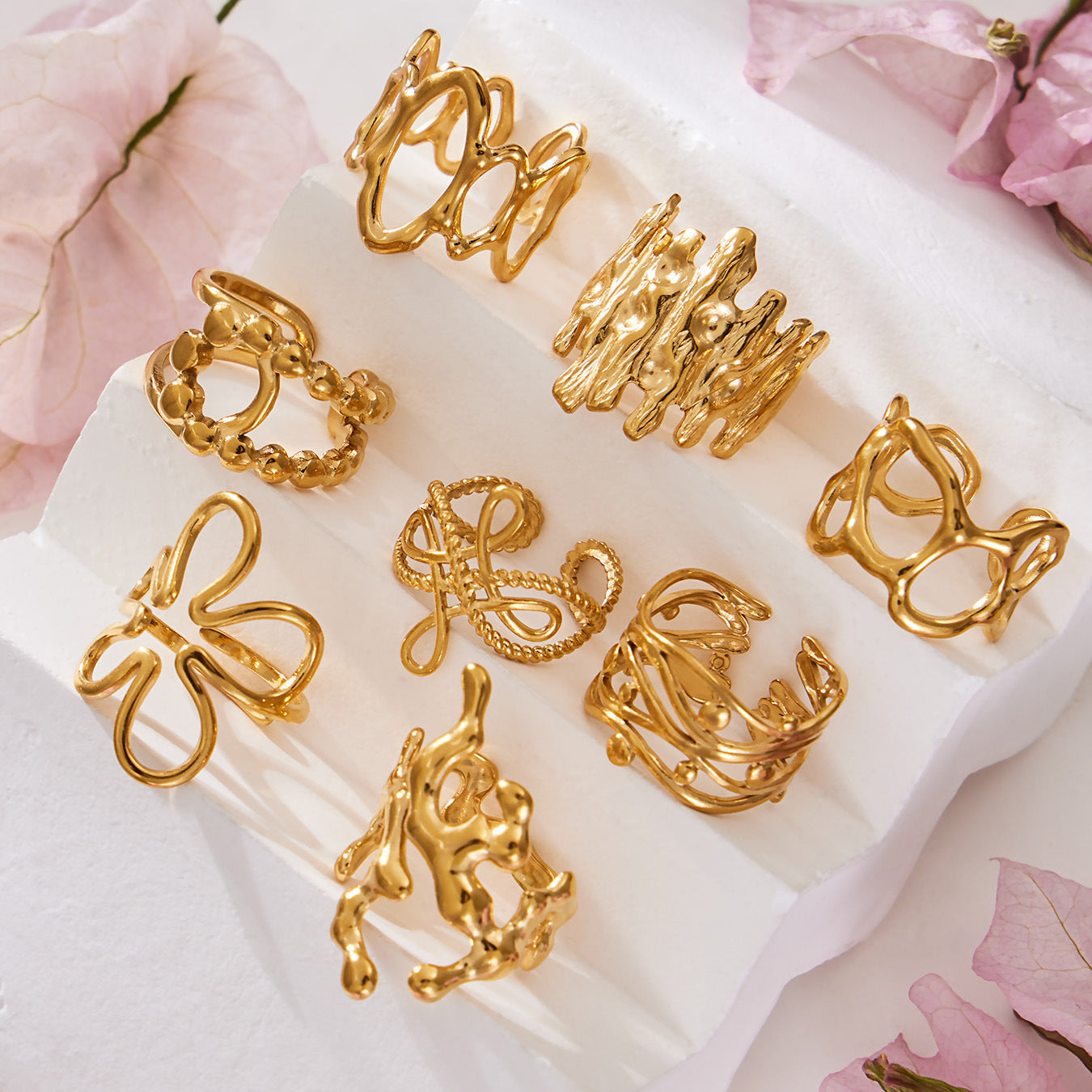 Design Geometric Stainless Steel Gold Plated Minority Fashion Rings