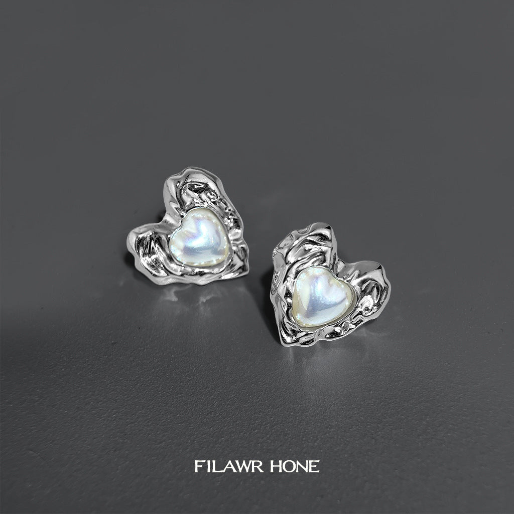 Light Heart Pearl Personality Sweet Cool Style Simple Fashion Liquid Stud Earrings