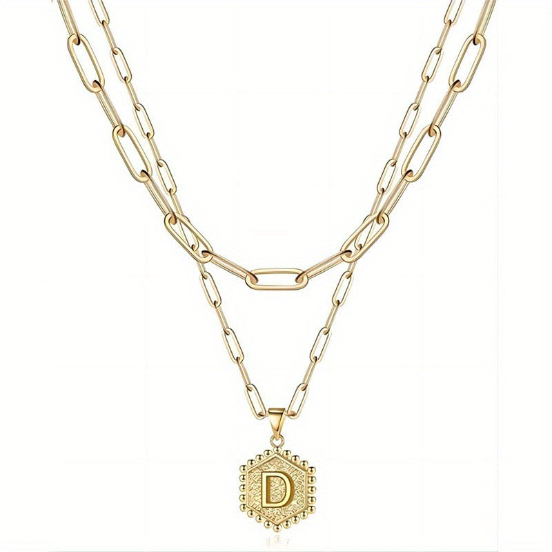Gold Color Plated Letter Female English Necklace
